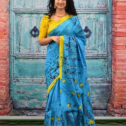 Craft Musium Floral Pure Cotton Bagru Saree-image-92