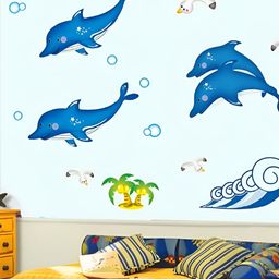INDIAN ROYALSBlue & Turquoise Blue Animal Printed Self-Adhesive & Durable Wall Sticker-image-68