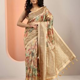 Libas Ethnic Motifs Print Woven Design Zari Saree-picture-1