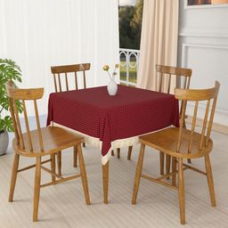 Myntra Elegant Homes Maroon Geometric Waterproof 4-Seater Table Cover-image-65