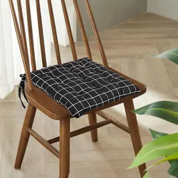 Kuber Industries Black & Maroon 2 Pieces Checked Cotton Chair Pads-31