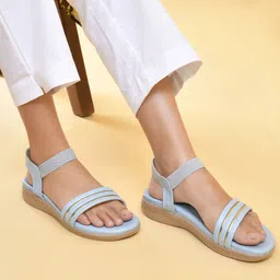 Padvesh Striped Leather Open Toe Flats-picture-9