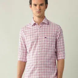AD By Arvind Slim Fit Tartan Checks Opaque Cotton Casual Shirt-image-91