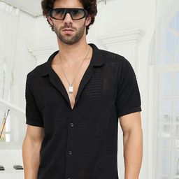 Campus Sutra Men Classic Self Design Semi Sheer Casual Shirts-image-3