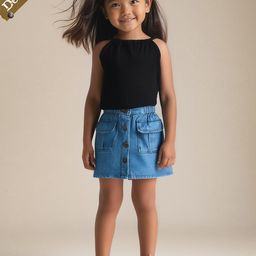 hopscotch 2-Pc City Pop Cotton T-shirt & Denim Skirt-picture-10