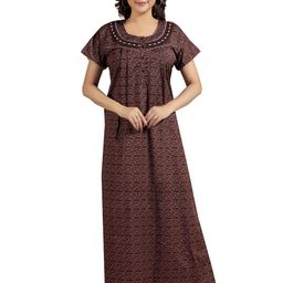 NIGHT QUEEN Women Floral Printed Maxi Nightdress-image-69