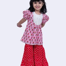Twisha Floral Printed Round Neck Pure Cotton A-Line Kurta With Sharara-picture-12