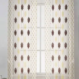 B' Decorlish Coffee Brown & White Ethnic Motifs Sheer Door Curtain-35