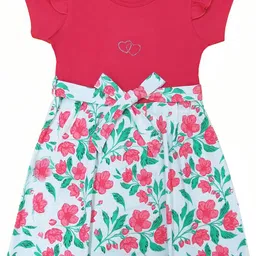 Clothe Funn Girls Floral Printed Round Neck Fit & Flared Midi Dress-33