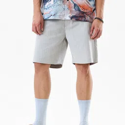Snitch Men Light Grey Mid-Rise Regular Fit Shorts-picture-10