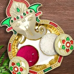 DeoDap Rakhi Pooja Thali Roli Chawal Coin & Greeting Card Rakhi Gift Set-image-79