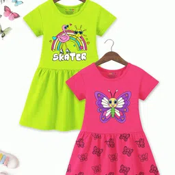 YK X Trampoline Girls Pack of 2 Cotton Printed A-Line Dress-picture-40