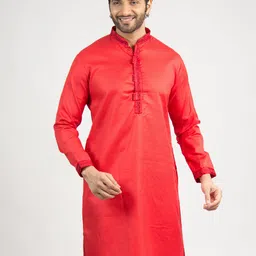 DEVOILER Woven Design Band Collar Straight Kurta-image-77