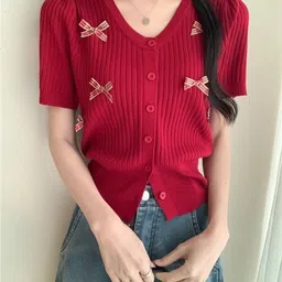 KPOP Women V-Neck Short Sleeves Top-image-76