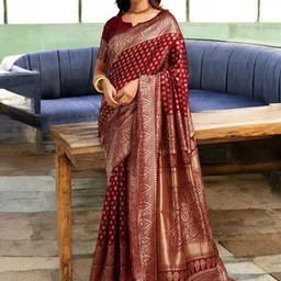 Mitera Woven Design Zari Silk Blend Banarasi Saree-image-49
