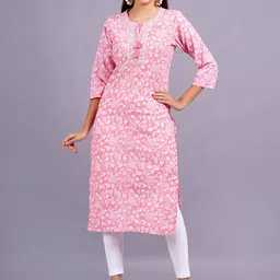 JC4U Women Floral Embroidered Mirror Work Kurta-picture-12