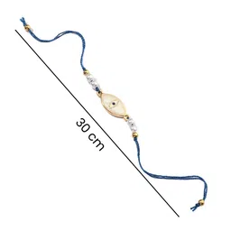 SALTY Set Of 2 Evil Eye Pearl Talisman Thread Rakhis With Roli & Chawal image 4