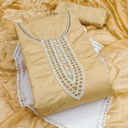SHADOW & SAINING Floral Woven Design Beads and Stones Unstitched Dress Material-image-37