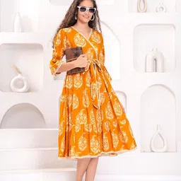 HIGHLIGHT FASHION EXPORT Women Puff Sleeve Fit & Flare Dress-image-39