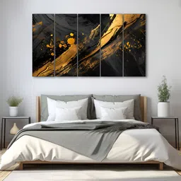 The Castle Decor Black & Gold-Toned 1 Piece Wood Other Wall Paintings-image-32
