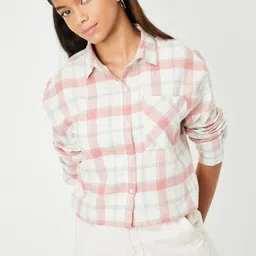 max Girls Gingham Checks Opaque Checked Casual Shirt-32
