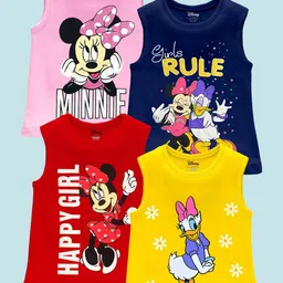Disney By Miss and Chief Girls Pack Of 4 Cartoon Characters Printed Round Neck T-shirt-image-10