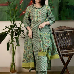 KALINI Women Floral Printed Regular Kurta with Trousers & With Dupatta-52
