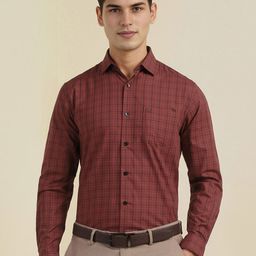 Allen Solly Men Slim Fit Spread Collar Tartan Checked Cotton Formal Shirt-picture-45