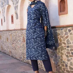 Taavi Abstract Printed Pure Cotton Straight Kurta with Trouser & Dupatta image 3