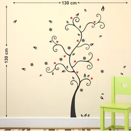 LANSTICK Black & Red Printed Beautiful Tree Design Decorative Self Adhesive Wall Sticker-image-70