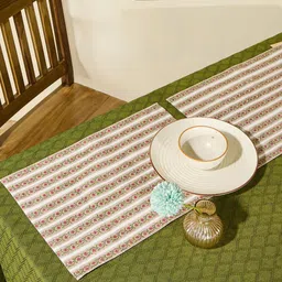 Fabindia 6-Pcs Green & Pink Printed Cotton Table Placemats-0
