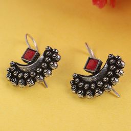 Sangria Artificial Stone Studded Oxidised Contemporary Studs Earrings-91