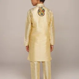 DEVOILER Boys Regular Dupion Silk Kurta with Churidar image 4