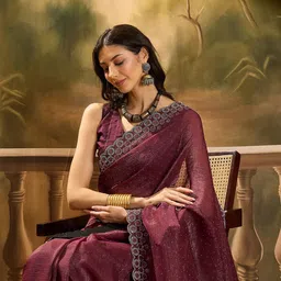 Sangria Beads & Stone Work Saree WithBlousePiece-58