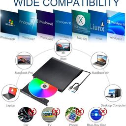 BHOMANI External CD/DVD Drive, USB 3.0 Portable CD/DVD +/-RW Drive Slim CD/DVD ROM Rewriter Burner Superdrive High Speed Data Transfer for Laptop Desktop PC Windows 7/8.1/10 Linux OS image 2