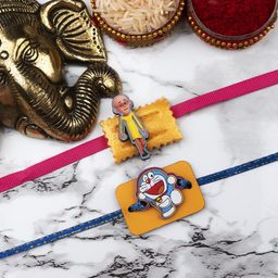 StileAdda Kids Doraemon Thread Bhaiya Bhabhi Rakhis with Roli Chawal-image-7
