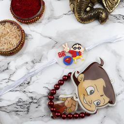 StileAdda Kids Beaded Thread Bhaiya Bhabhi Rakhis with Roli Chawal-image-4