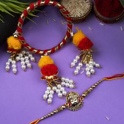 StileAdda Beaded Thread Bhaiya Bhabhi Rakhis with Roli Chawal-image-9