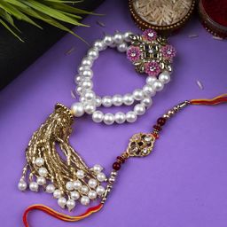 StileAdda Beaded Thread Bhaiya Bhabhi Rakhis with Roli Chawal-image-12