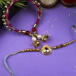 StileAdda Beaded Thread Bhaiya Bhabhi Rakhis with Roli Chawal-58