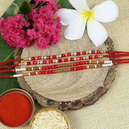 Asthetika Set of 4 Beaded Thread Rakhis with Roli Chawal-25