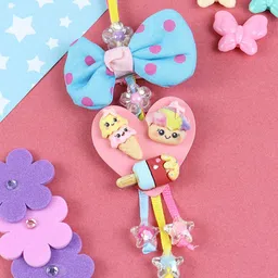 Asthetika Polka Dot Bow Charm Lumba Rakhi With Roli Chawal-57