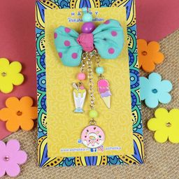 Asthetika Polka Dot Hair Clip Charm Lumba Rakhi With Roli Chawal-28
