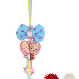 Asthetika Polka Dot Bow Charm Lumba Rakhi With Roli Chawal image 2
