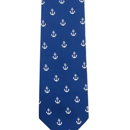 The Tie Hub Men Blue & White Woven Design Broad Tie-picture-50
