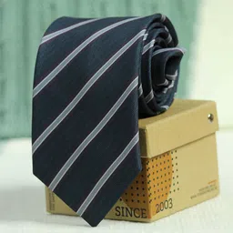 Tossido Men Blue & Grey Striped Broad Tie-image-3