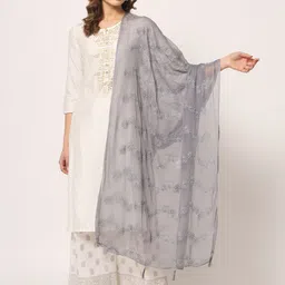 Zamour Floral Embroidered Chiffon Dupatta-20