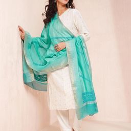 Fabindia Embroidered Cotton Silk Dupatta with Thread Work-34