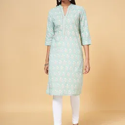 RANGMANCH BY PANTALOONS Floral Printed Straight Cotton Kurta-picture-38