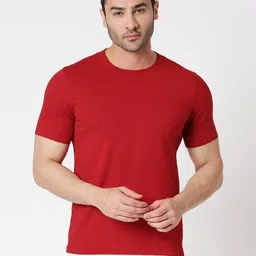 Basics Men Solid Round Neck Cotton Slim Fit T-shirt-image-47
